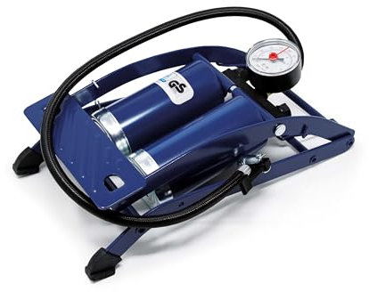 Maypole Standard Double Foot Pump for cars, motorbikes, cycle tyres and sport balls