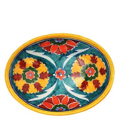 Tranquillo Seifenschale Hingucker aus handbemalter Keramik mit Löchern für den Wasserablauf 13 x 9,5 x 2 cm