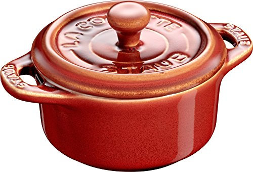 STAUB Ceramic Set of 6 Dessert Bowls Casserole Dishes Mini Cocotte Round Copper Red 10 cm
