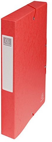 Exacompta - Réf. 50405E - 1 boite de classement avec élastiques Exabox - en carte lustrée 600g/m2 - Dos 4 cm - dimensions 25 x 33 cm - pour documents A4 - couleur rouge - livrée montée