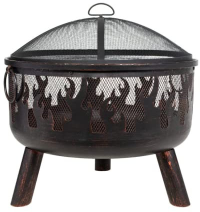 La Hacienda Wildfire Ø 61 cm - Feuerschalen für den Garten - Feuerstelle Outdoor & Feuertonne - Feuerschale mit Grillrost aus hochwertigem Stahl - Feuerkorb für den Garten - 61x61x61 cm