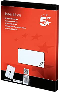 5 Star Sticky Labels White Multipurpose (400 Pack) Label Stickers Laser Copier Inkjet 139x99.1mm