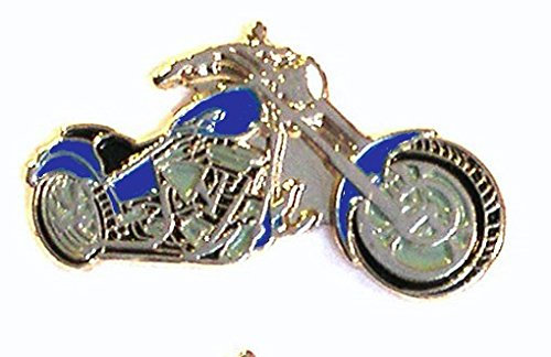 Anstecknadel / Brosche / Pin / Emblem mit Motorrad / Chopper-Motiv, aus Metall und Emaille, Farbe: blau