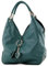 modamoda de 330 Damen Leder Nappaleder Wildleder Schultertasche Henkeltasche groß handmade in Italy, Farbe:Petrol