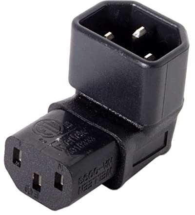 Chenyang Adaptador de extensión de alimentación IEC Macho C14 a dirección Ascendente en ángulo Recto de 90 Grados IEC Hembra C13