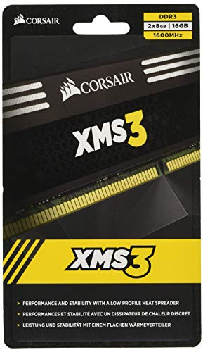 Corsair CMX16GX3M2A1600C11 XMS3 Memoria per Desktop a Elevate Prestazioni da 16 GB (2x8 GB), DDR3, 1600 MHz, CL11