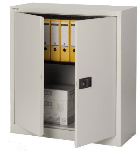 BISLEY Flügeltürenschrank Universal, 1 Fachboden, 2 OH, Metall, 645 Lichtgrau, 40 x 91.4 x 100 cm