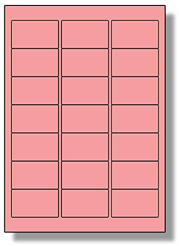 Label Planet® 21 Per Page/Sheet, 5 Sheets (105 Sticky Pink Labels), Blank Plain Matt Quality A4 Coloured Paper Stickers, for Laser/Copier/Inkjet Printer, UK LP21/63C, 63.5 x 38.1 MM, Colour Coding