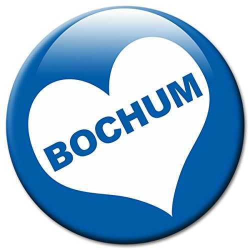 Kühlschrankmagnet Stadt Bochum mit Herz Geschenk Magnet Fan Städte Souvenir für Magnettafel stark groß Ø 50 mm