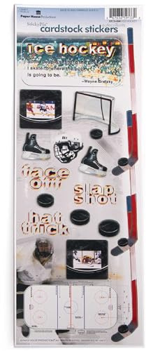 Paper House Productions STCX-0041E Sports Cardstock Aufkleber, Hockey (6er-Pack)