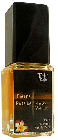 Original Teufelsküche Patchouli Flamy Vanille – Sinnliche Vintage-Vanille mit feurigem Zimt-Kick, Eau de Parfum Damen, Gothic Parfum, 25 ml Spray, Gotik Patchouly