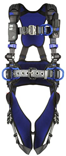 3M 1113154 DBI-SALA ExoFit X300 Comfort Construction Climbing Positioning Safety Harness Fall Protection, Aluminum Back, Front, Hip D-Rings, Auto-Locking Quick Connect Leg and Chest Buckles, Medium