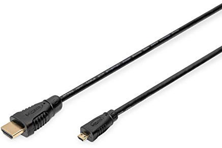 DIGITUS HDMI High Speed Anschlusskabel, Typ A St/St - 1.0m - mit Ethernetkanal - Full HD 1080p/60Hz - kompatibel mit TV/Beamer/Monitor - vergoldete Kontakte - Schwarz