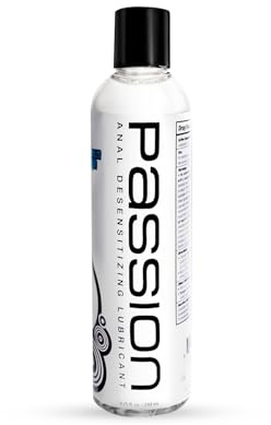 Passion Anal Desensitizing Lube, 8.25 Fl Oz - Maximum StrengthNatural Water-Based Lubricant for Comfortable Use, Long-Lasting Formula, Non-Staining & Easy to Clean