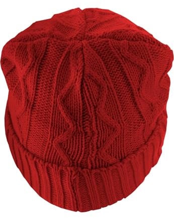 MSTRDS Beanie Cable Flap, Red, one size