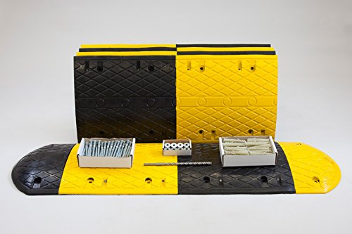 The Ramp People 5.5m Heavy Duty Speed Bump Kit 10mph - 60mm High | 60,000kg Capacity - Includes Fixings 1m - 9.5m (5500mm) Modular Rubber Speed Ramps