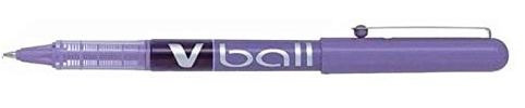 PILOT V Ball VB5 Liquid Ink Rollerball Pens Fine Metal Tip Purple Pack of 6