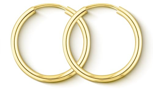EDELIND Creolen Gold Klein 585 Gelbgold 20mm Breite 2 mm Hoop Earrings für Mädchen Frauen Herren 14 Karat Echtgold Ohrringe Damen Rund mit Schmuck Geschenk Box
