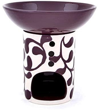 Duftlampe Liane Aubergine, große, abnehmbare Schale, Fair Trade, Aromalampe aus Keramik