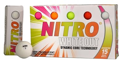 Nitro White out, Palle da Golf, Confezione da 15 Pezzi, Multicolore