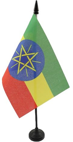 AZ FLAG - Tischflagge Äthiopien - 15x10 cm - Demokratische Bundesrepublik Äthiopien Tischfahne 10 x 15 Cm - Flaggen