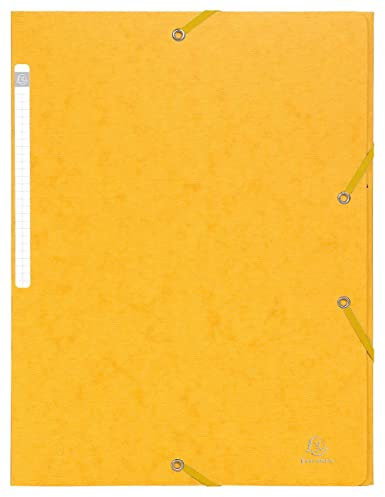 Exacompta 55759E Sammelmappe (Manila-Karton, Etikett, 3 Klappen, Gummizug, 425g, DIN A4) 1 Stück gelb