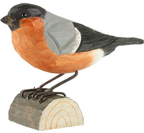 WILDLIFEGARDEN Wildlife Garden WG4409 DecoBird Dompfaff - Handgeschnitzter Dekorative Vogel aus Holz - Mittelgroße Europäische Vögel