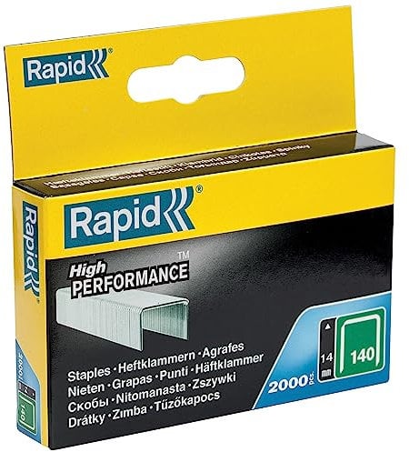 Rapid 11912331 Graffe a filo piatto 12 mm, Acciaio, 2000 Pezzi, 140/12 mm, Scatola Appendibile