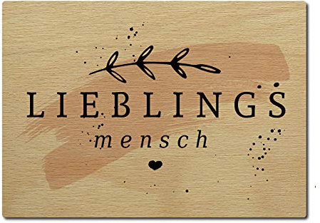 Interluxe LUXECARDS Postkarte aus Holz LIEBLINGSMENSCH Holzpostkarte Grußkarte