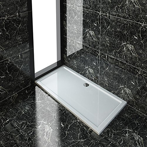 ELEGANT Rectangular 1400 x 800 x 40 mm Stone Tray for Shower Enclosure Cubicle + Waste Trap
