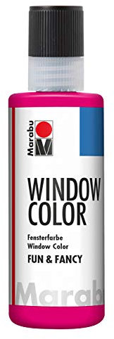 Marabu 04060004005 - Window Color fun & fancy, himbeere 80 ml, Fensterfarbe auf Wasserbasis, ablösbar auf glatten Flächen wie Glas, Spiegel, Fliesen und Folie