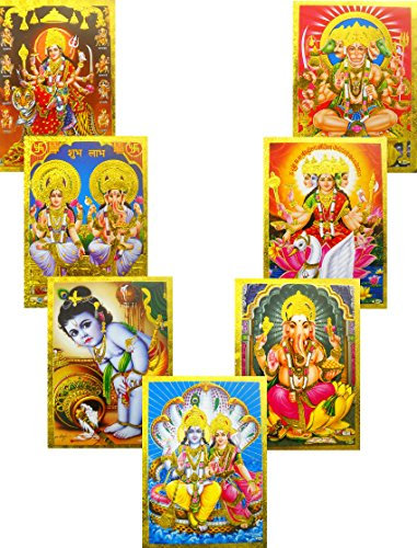 Crafts of India Folienposter, Hindu-Götter und Göttin, 10 Stück, Größe 12,7 x 17,8 cm