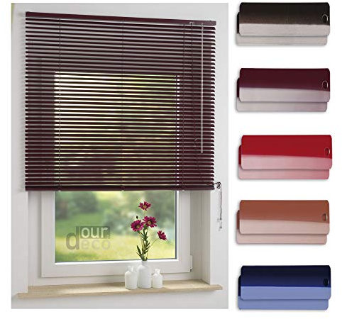 ourdeco® Aluminium-Jalousie / 110 x 160 Bordeaux (Breite x Höhe) / Montage an Wand oder Decke, Premium Alu-Jalousie