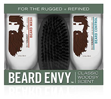 Billy Jealousy Original Beard Envy Facial Hair Refining Kit with Beard Wash Facial Hair Control and Boar Bristle Brush for Clean, Hydrated, Soft, Tamed Unruly Mane