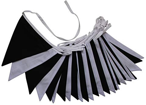 Wimpelkette, Schwarz und Weiß, 10 m doppelseitig
