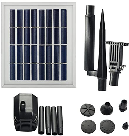 Solar Teichpumpe Garten Brunnen Oasis 250-1 Solarbrunnen Springbrunnen Wasserspiel Teichpumpe, Fontaenenhoehe Fuer Gartenteich mit Stabilem Alu-Rahmen