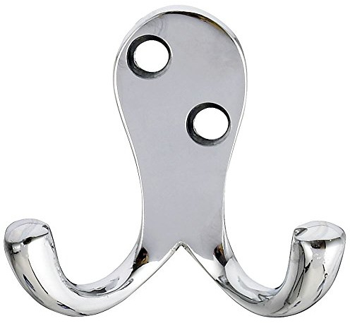 2x Bulk Hardware Chrome Plated Twin Robe Hook (Pack of 4)
