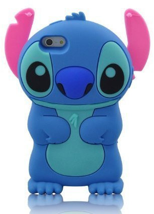 ANYA iPhone 6 6S Case, 3D Cute Bow Superhero Series Style Cartoon Soft Rubber Silicone Back Shell Case Cover Skin for Apple Iphone 6 6S 4.7 inch Lilo Stitch Movable Ear Flip Blue
