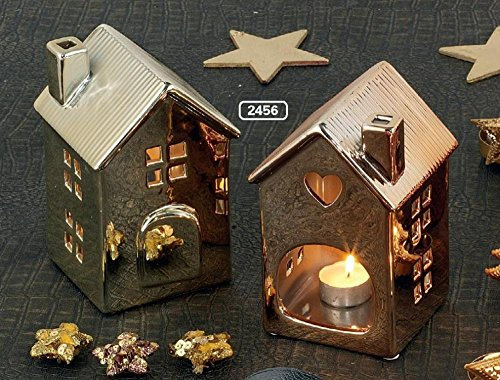 Hoff Interieur 2er Set Laternen HÄUSER aus Keramik 18 x 10 x 10cm