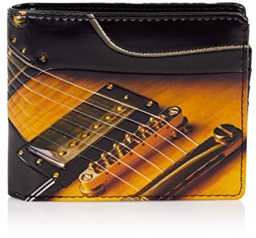 Shagwear Geldbörse Herren Portemonnaie Groß mit Riessverschluss Münzfach 9 Fächer PU Leder Geldbeutel für Männer Brieftasche Wallet Portmonee - Elektrische Gitarre