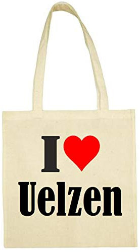 Reifen-Markt Tasche I Love Uelzen Größe 38x42 Farbe Natur Druck Schwarz