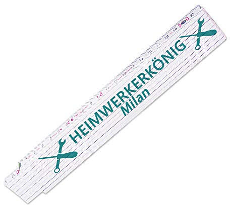 Zollstock mit Namen Milan und schönem Motiv - HEIMWERKERKÖNIG - für Männer | Metermaß | Glieder-Maßstab mit Namen bedruckt | Viele Namen zur Auswahl