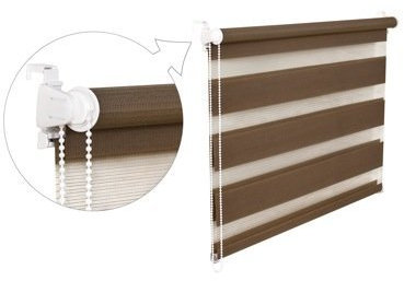 DOPPELROLLO DUOROLLO 55 CM BREIT 200 CM LANG Mocca INKL. SEILZUG FENSTERROLLO KLEMMROLLO JALOUSIE