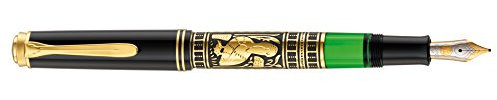 Pelikan 910232 Kolbenfüllhalter Toledo M 700 mit Bicolor-goldfeder 18-K/750 Federbreite M, 1 Stück, schwarz/gold