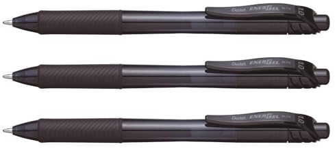 Pentel 3 Stück Tintenroller flüssiges Gel Energel BL110, schwarz