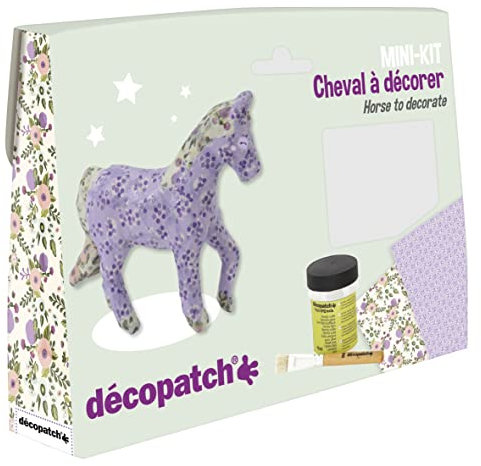 Decopatch Décopatch KIT010O Bastel Set Pappmaché Pferd (ideal für Kinder, 3,5 x 19 x 13,5 cm) lila, rosa