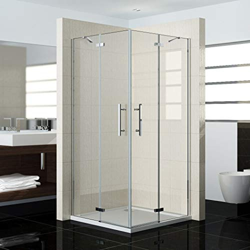 Duschkabine 90x100cm Eckeinstieg Duschabtrennung Rahmenlos Duschtür Drehtür 6mm Sicherheitsglas NANO Beschichtung höhe 195cm