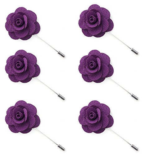 TopTie 6 Stück Ansteckblumen Herren Handgemachte Blume Lila Boutonniere für Braut Brautjungfer Gäste