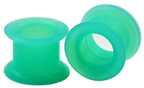 Longbeauty 2er Set Tuerkisfarbe Silikon Tunnel Plugs Ohr Piercing 20mm