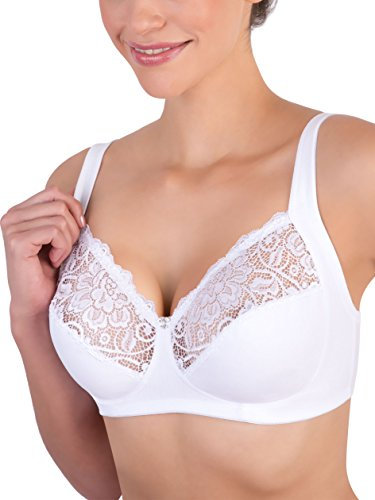Classic Lady PA0185 Reggiseno Strutturato in Pizzo Senza Ferretto con Sostegno Laterale Coppa C Foderata in Cotone Spalline Larghe